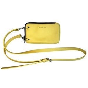 EDIT: SOLD Bandolier Pebbled Leather Expanded Zip Pouch Bag Butter Yellow